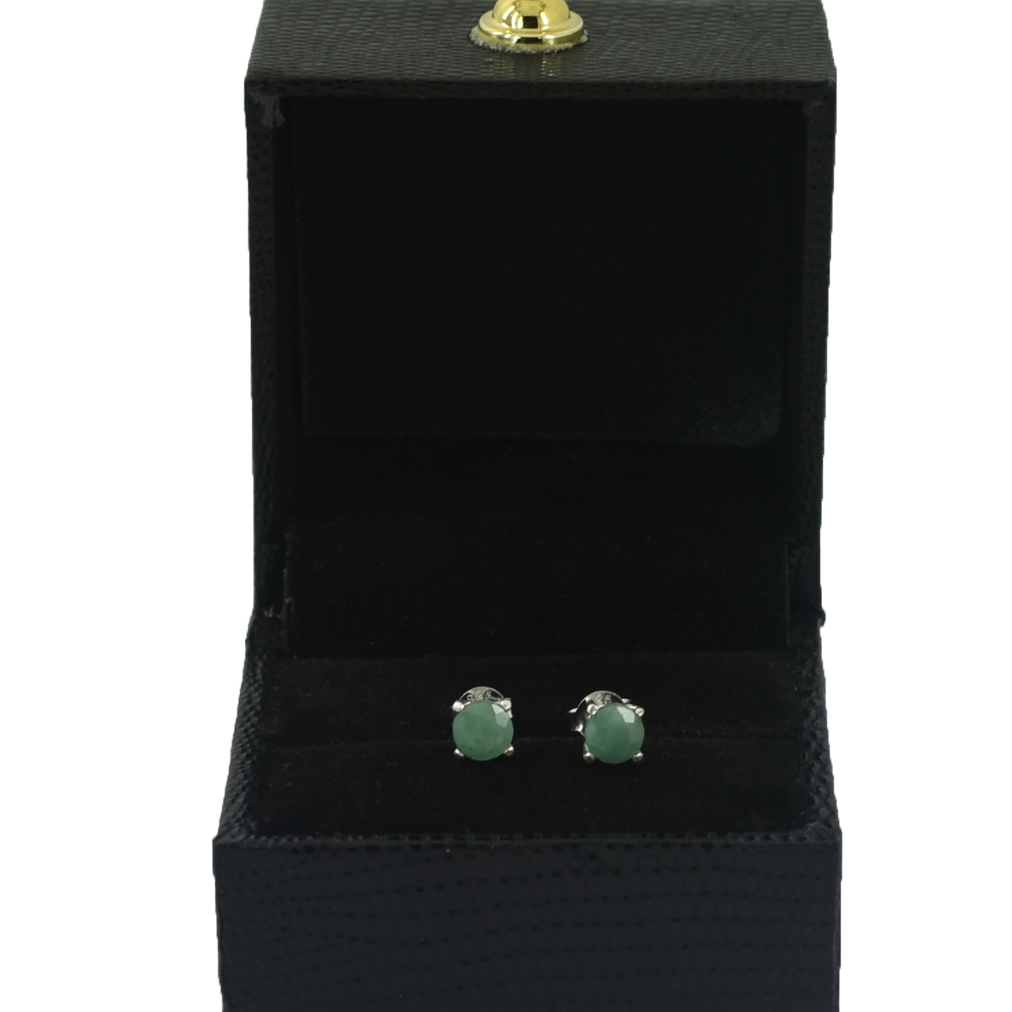 Stunning Emerald Gemstone Studs, Sterling Silver Push Back, White Finish - Image 6