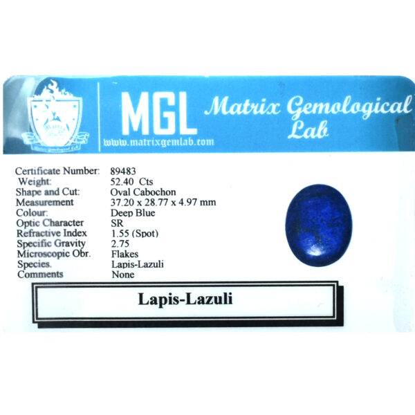 Natural Lapis Lazuli – 40.70 Cts, Oval Cabochon (33.26 x 23.23 x 6.36 mm) ! - Image 4