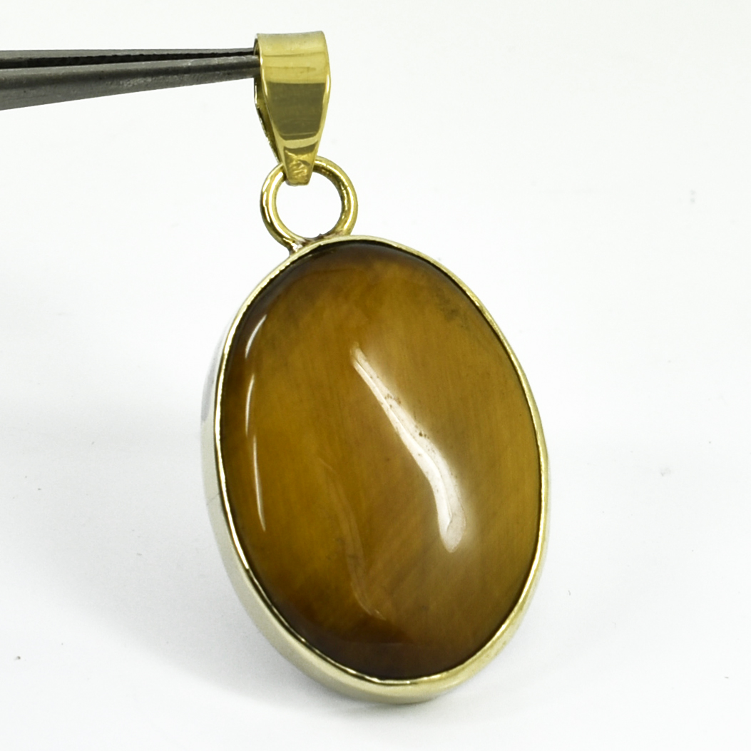 Tiger Eye Pendant with Gold Plating – Boosts Self-Confidence, Focus - Image 6