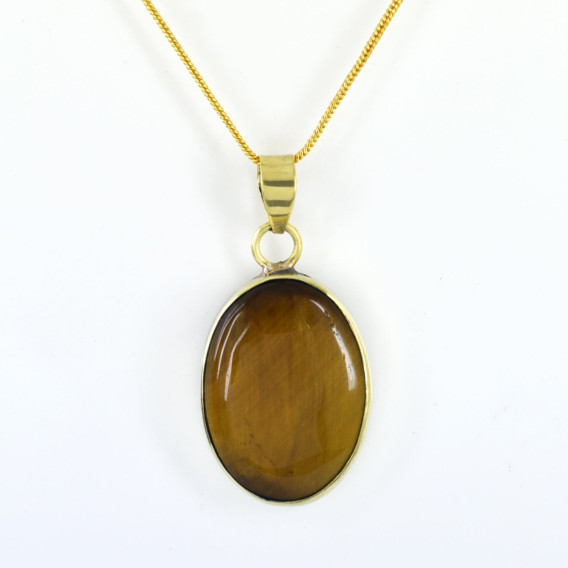 Tiger Eye Pendant with Gold Plating – Boosts Self-Confidence, Focus