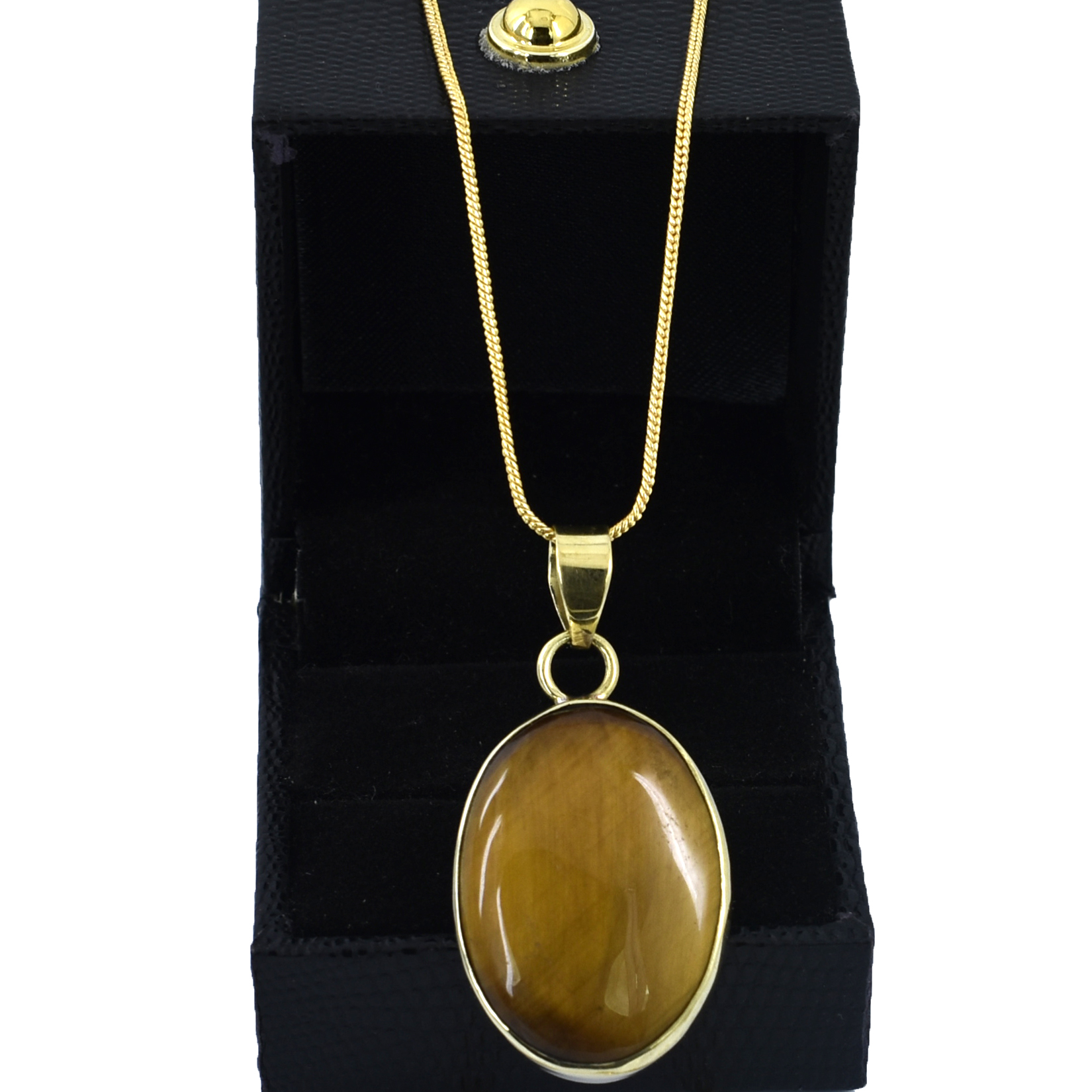 Tiger Eye Pendant with Gold Plating – Boosts Self-Confidence, Focus - Image 3