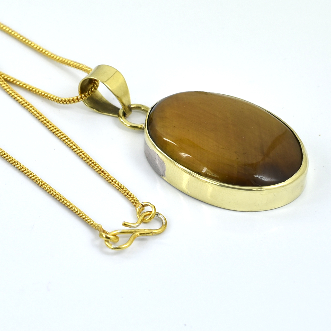 Tiger Eye Pendant with Gold Plating – Boosts Self-Confidence, Focus - Image 2