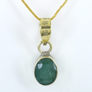 Emerald Birthstone Pendant | “Aum Budhaye Namah” on Loop ,12.5 x 10 mm