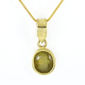 Yellow Sapphire Pendant with "Om Brihaspataye Namah" Mantra