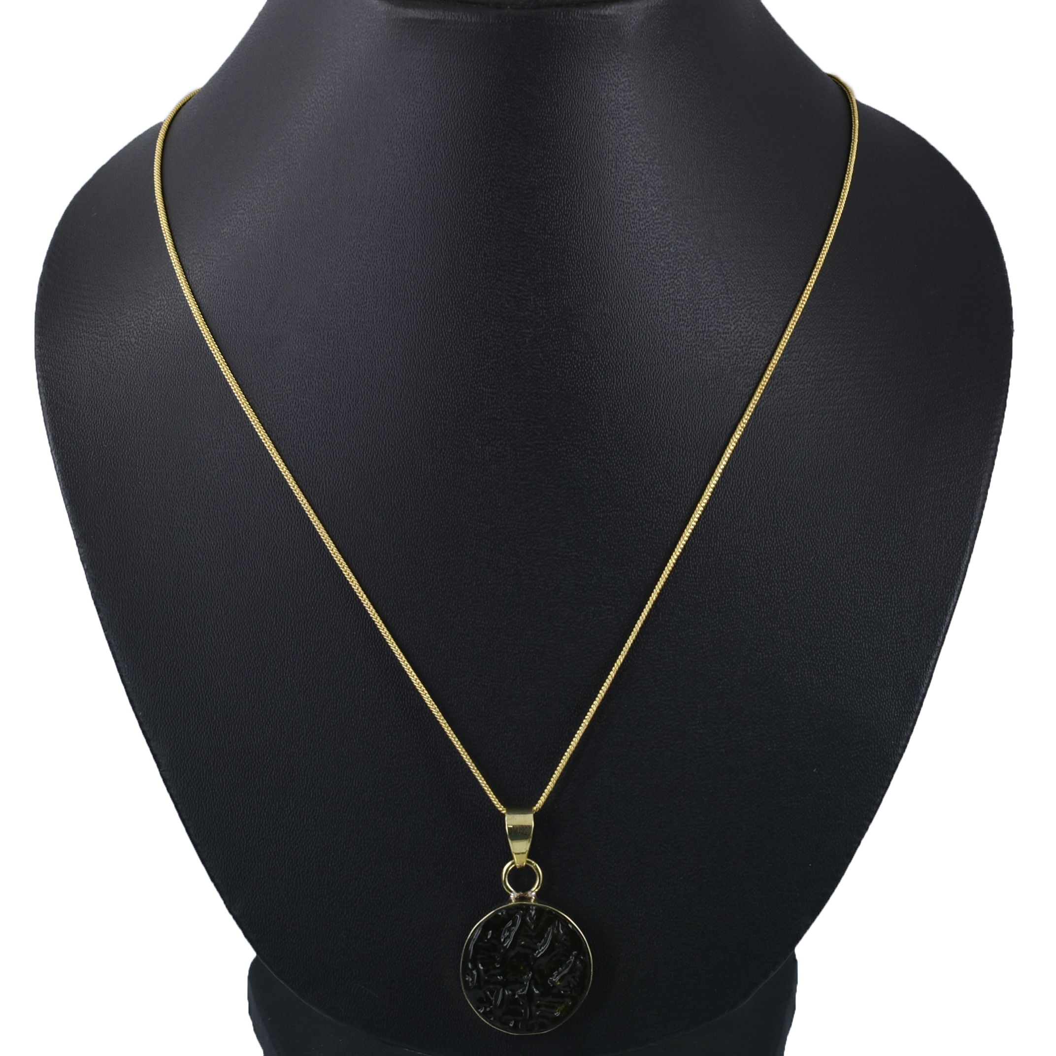 Natural Moldavite Pendant | Round Cut Green Gemstone | Yellow Gold Plated Healing Crystal Jewelry - Image 7