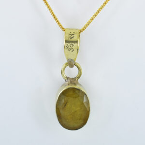 Rare 3.5gram Yellow Sapphire Pendant with "Om Brihaspataye Namah" Mantra