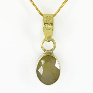 Yellow Sapphire Pendant with "Om Brihaspataye Namah" Mantra