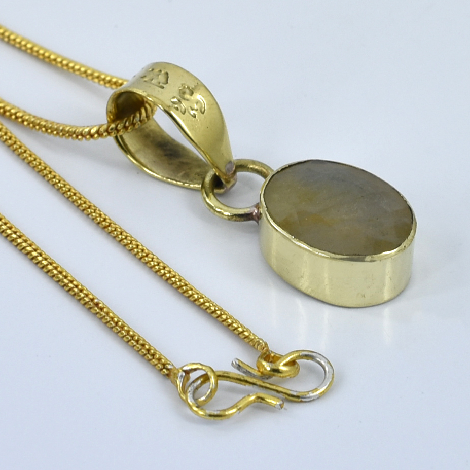 Yellow Sapphire Pendant with "Om Brihaspataye Namah" Mantra - Image 5