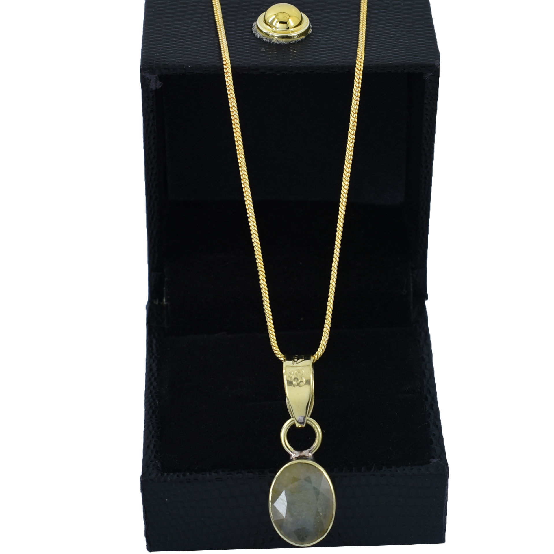 Yellow Sapphire Pendant with "Om Brihaspataye Namah" Mantra - Image 6