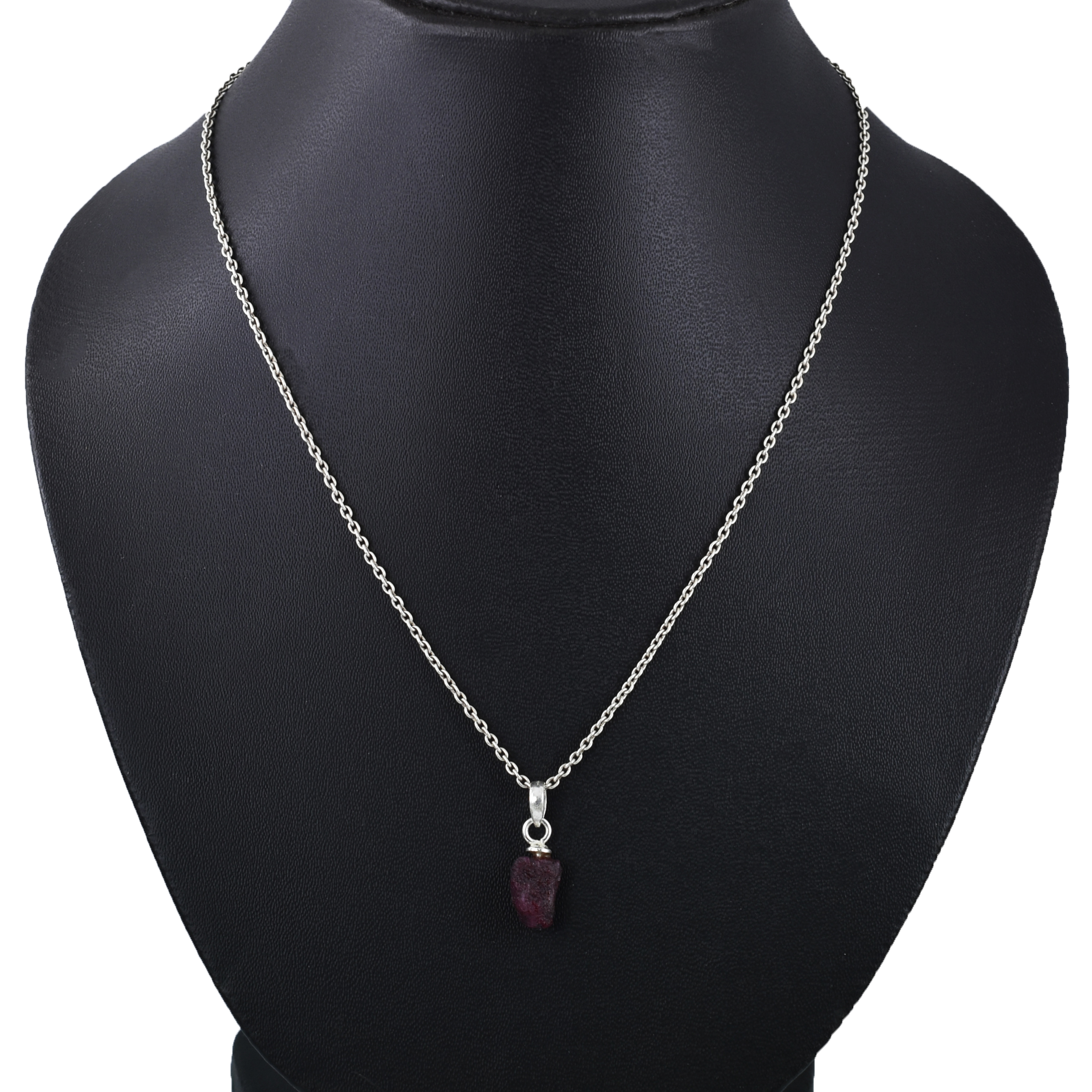 Ruby Rough Cut Pendant ,12 x 7.5 x 5.5 mm, 925 Sterling Silver 1 gram Gemstone Pendant - Image 7