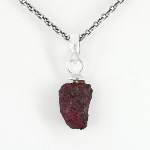 Ruby Rough Cut Pendant ,12 x 7.5 x 5.5 mm, 925 Sterling Silver 1 gram Gemstone Pendant