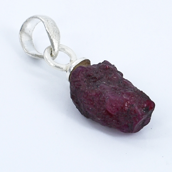 Ruby Rough Cut Pendant ,12 x 7.5 x 5.5 mm, 925 Sterling Silver 1 gram Gemstone Pendant - Image 2