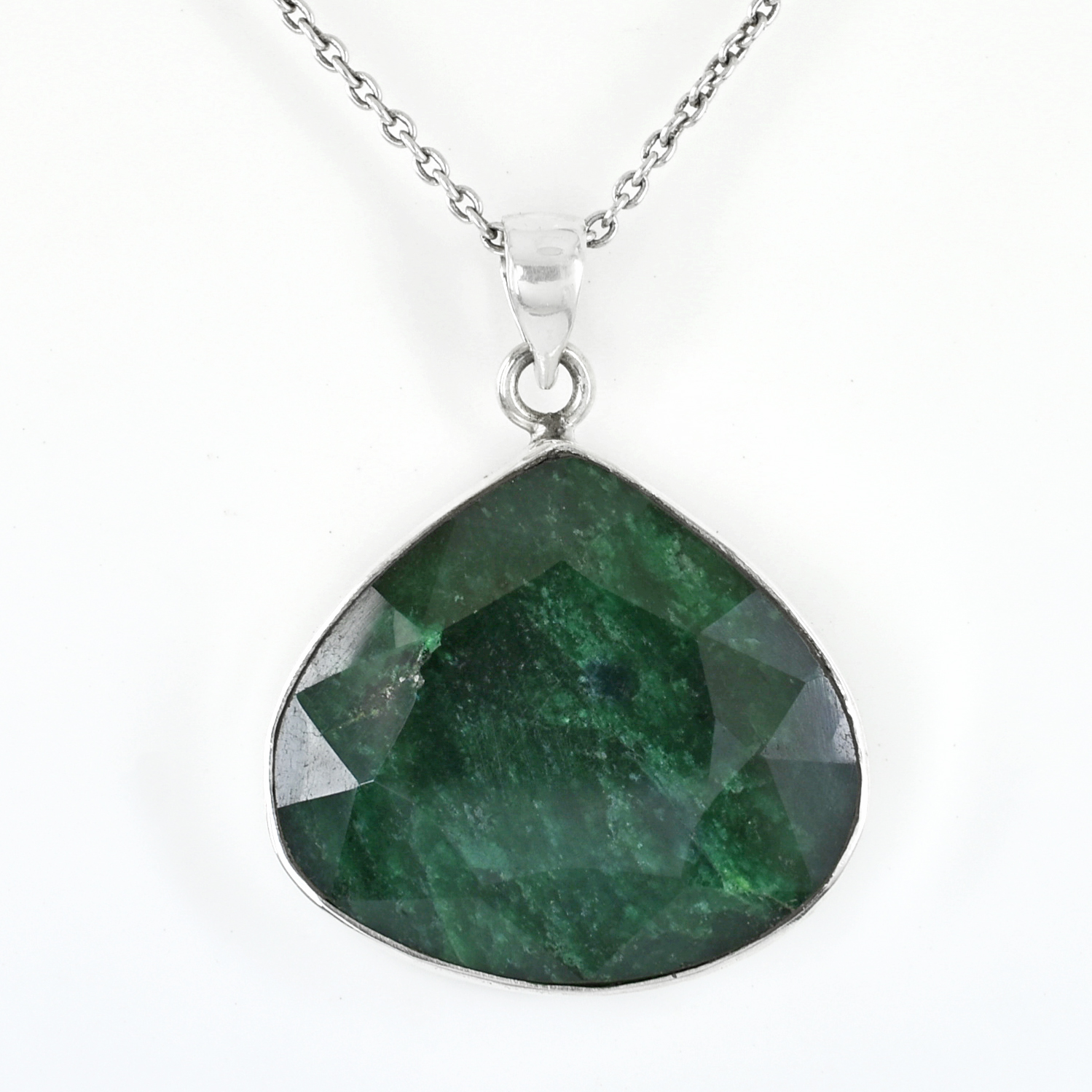 Emerald Pendant in 925 Sterling Silver – 28x31mm, 14.5g – Heart Chakra Healing Gemstone - Image 6