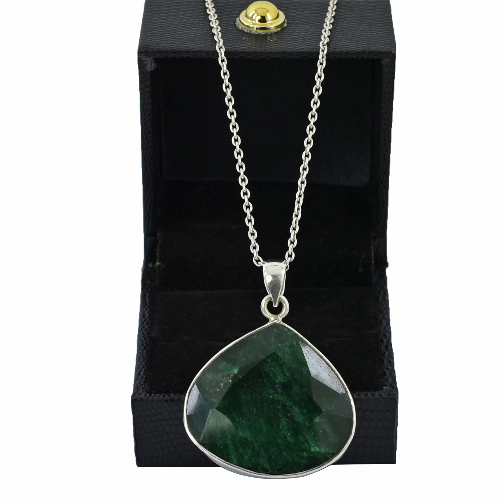 Emerald Pendant in 925 Sterling Silver – 28x31mm, 14.5g – Heart Chakra Healing Gemstone - Image 5