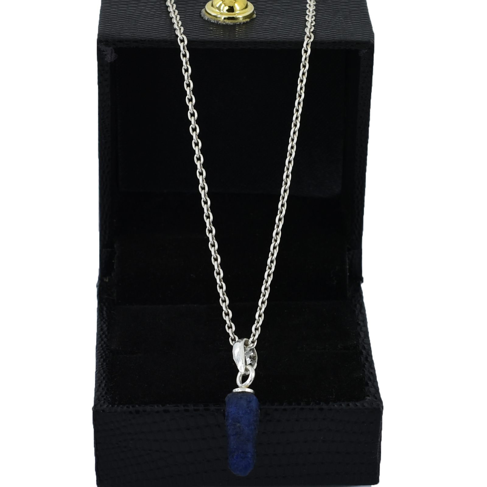 Blue Sapphire Rough Pendant – 925 Sterling Silver – 15 x 4 mm – 1g - Image 5
