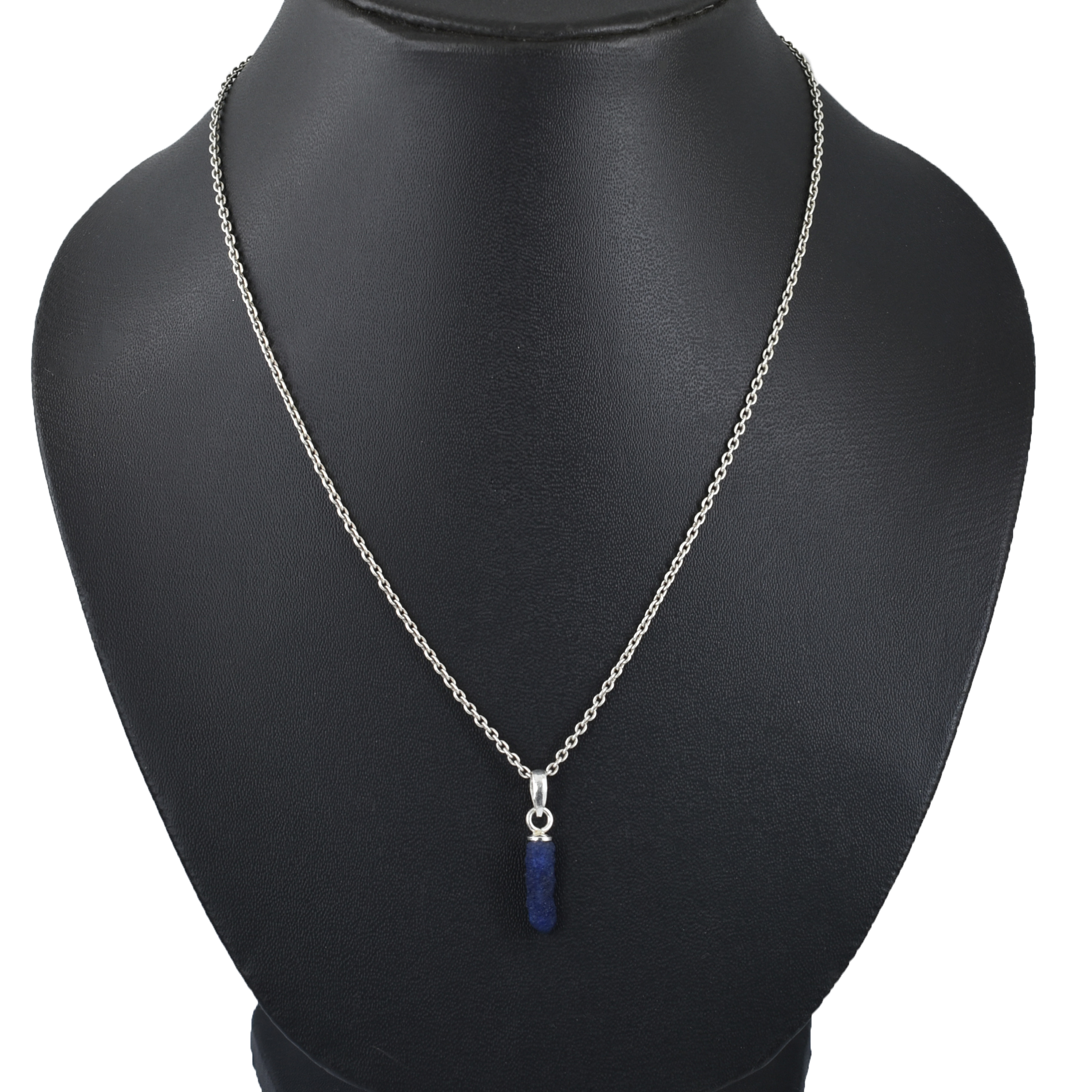Blue Sapphire Rough Pendant – 925 Sterling Silver – 15 x 4 mm – 1g - Image 6