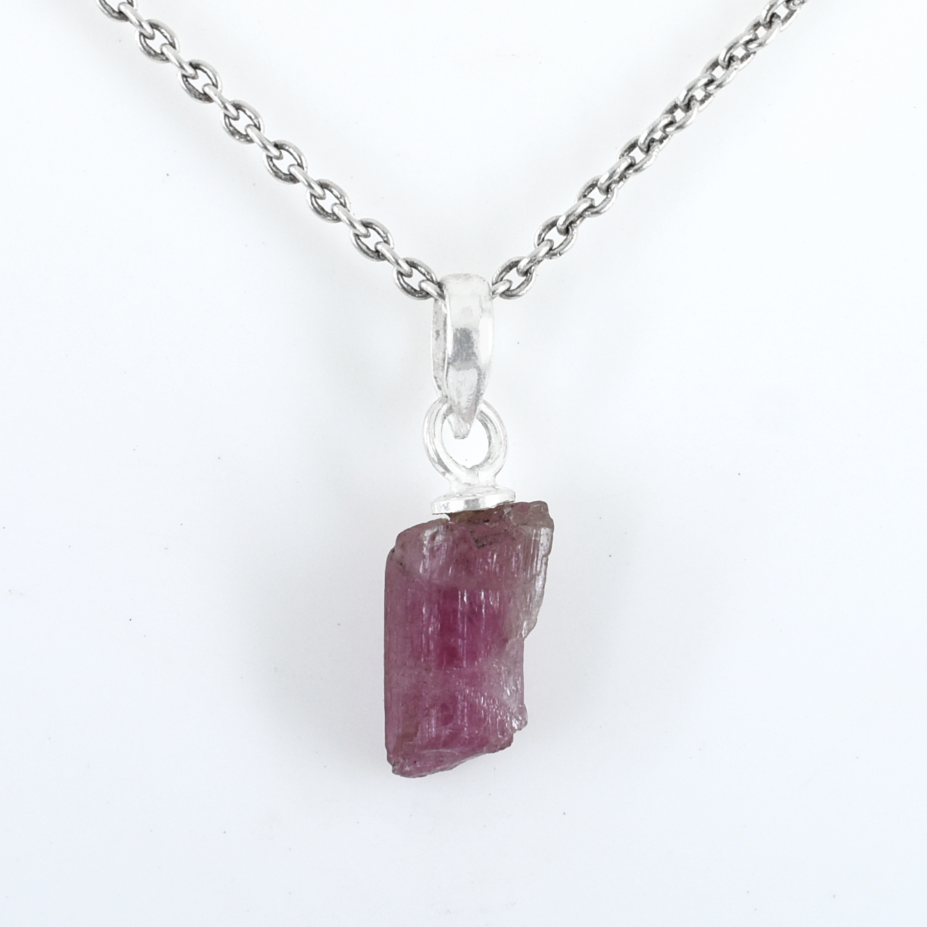 Natural Ruby Rough Cut Pendant in 925 Sterling Silver | Birthstone Gemstone Pendant with Free Chain | Gift for Love & Wife