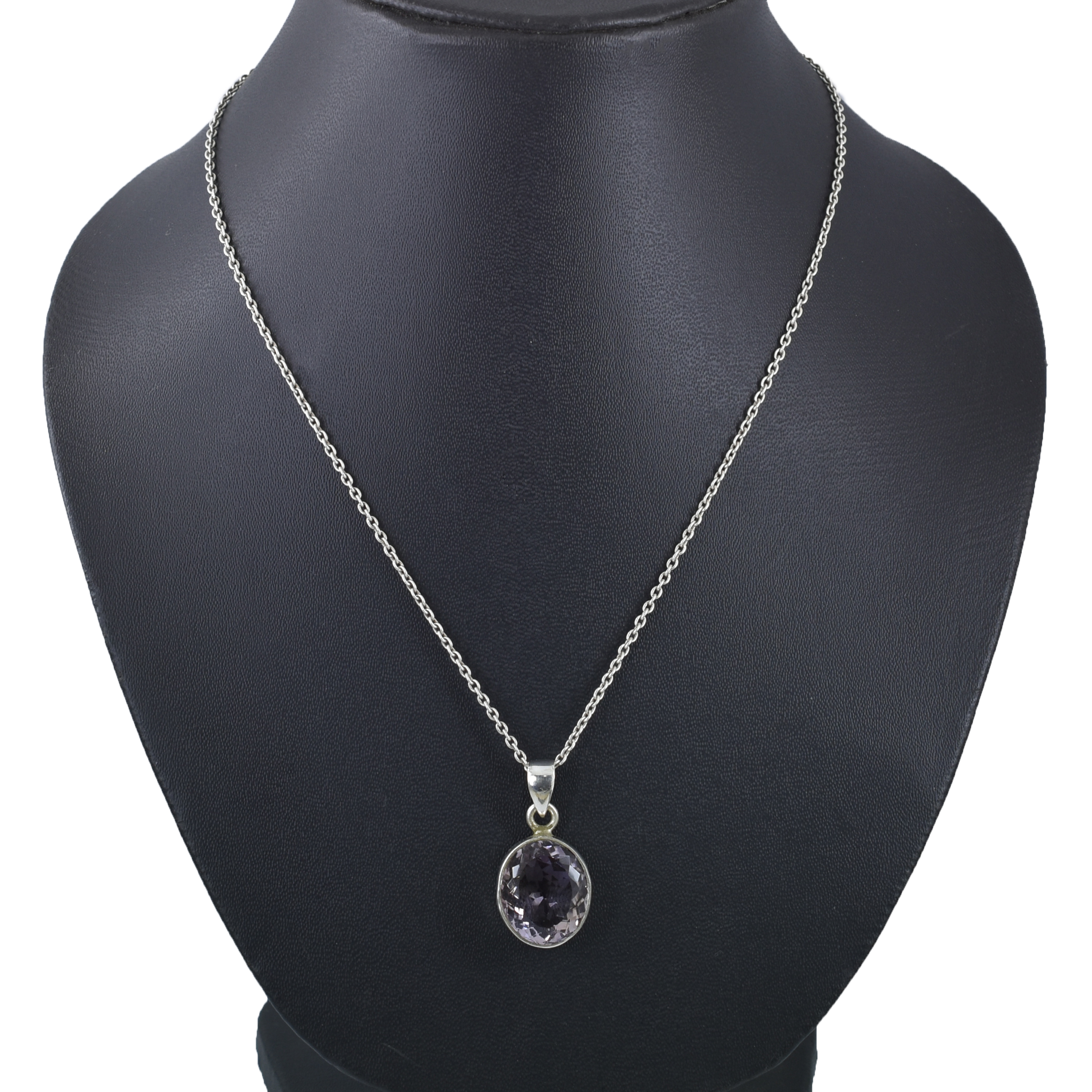 Natural Amethyst Oval Cut Pendant, 16X 13.5 mm ,925 Sterling Silver ,6 gram Gemstone Pendant with Free Chain ,February Birthstone ,Gift For Love - Image 2
