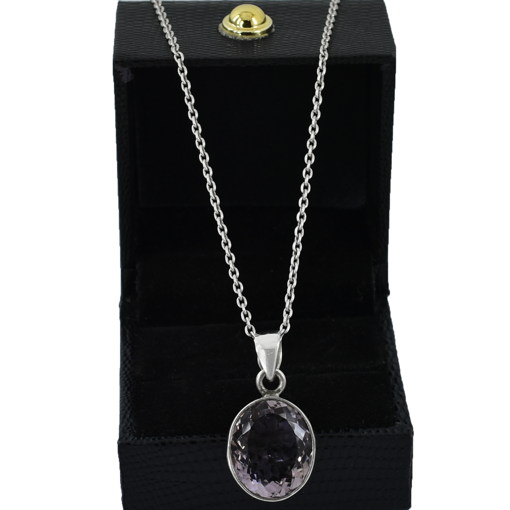 Natural Amethyst Oval Cut Pendant, 16X 13.5 mm ,925 Sterling Silver ,6 gram Gemstone Pendant with Free Chain ,February Birthstone ,Gift For Love - Image 3