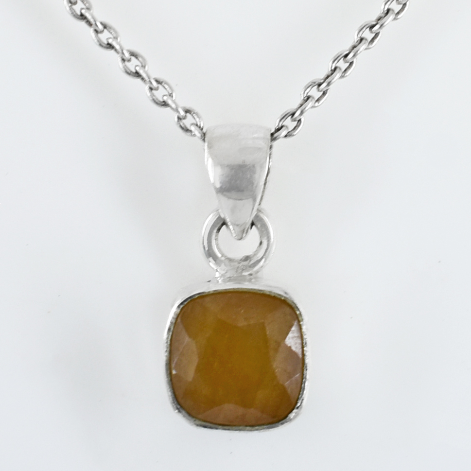 Pukhraj Gemstone Pendant, Birthstone Jewelry, Yellow Sapphire Astrology Pendant