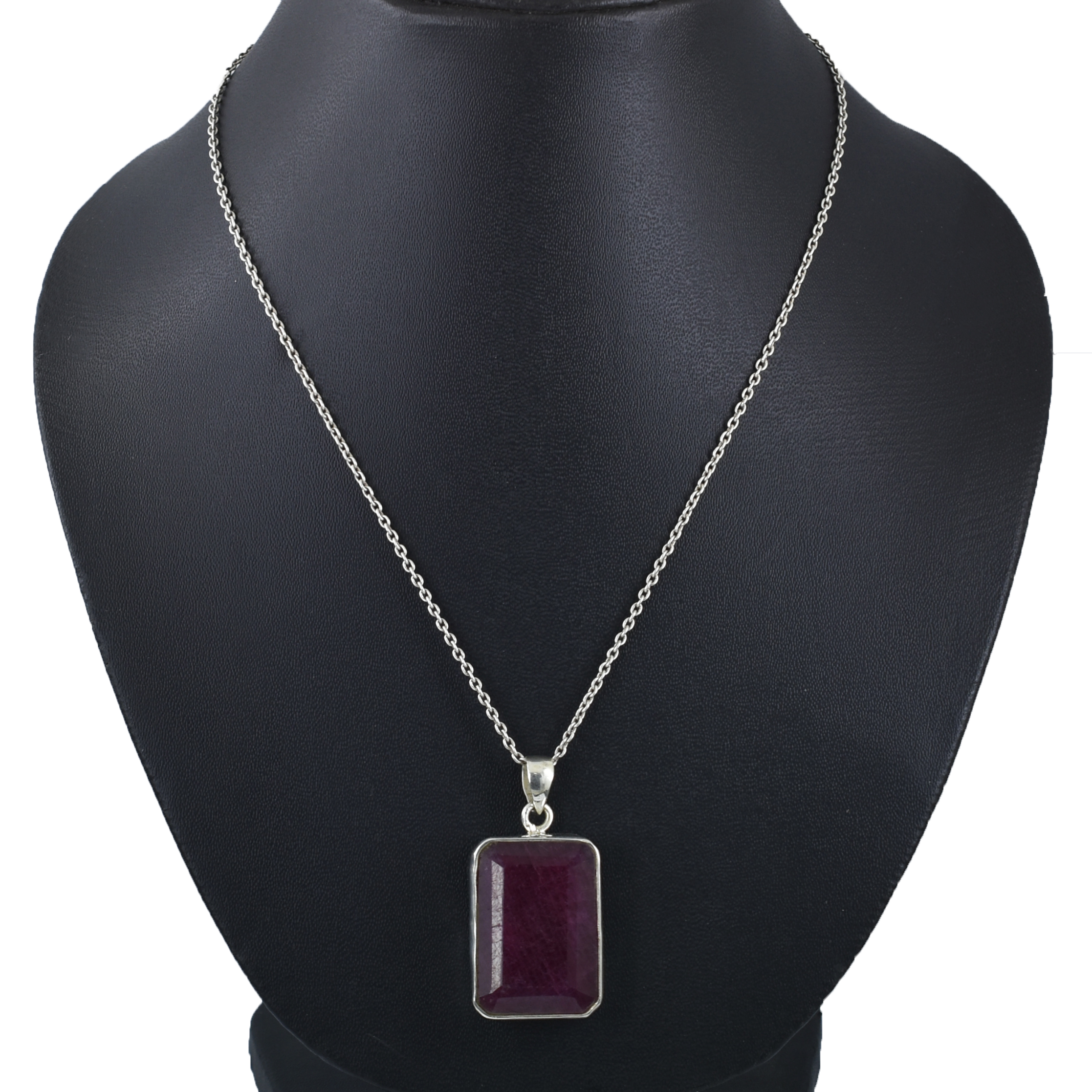 Ruby Pendants – 925 Sterling Silver & Gold Plated – Emerald Cut Ruby 37 X 19mm, 21.5 gram - Image 7