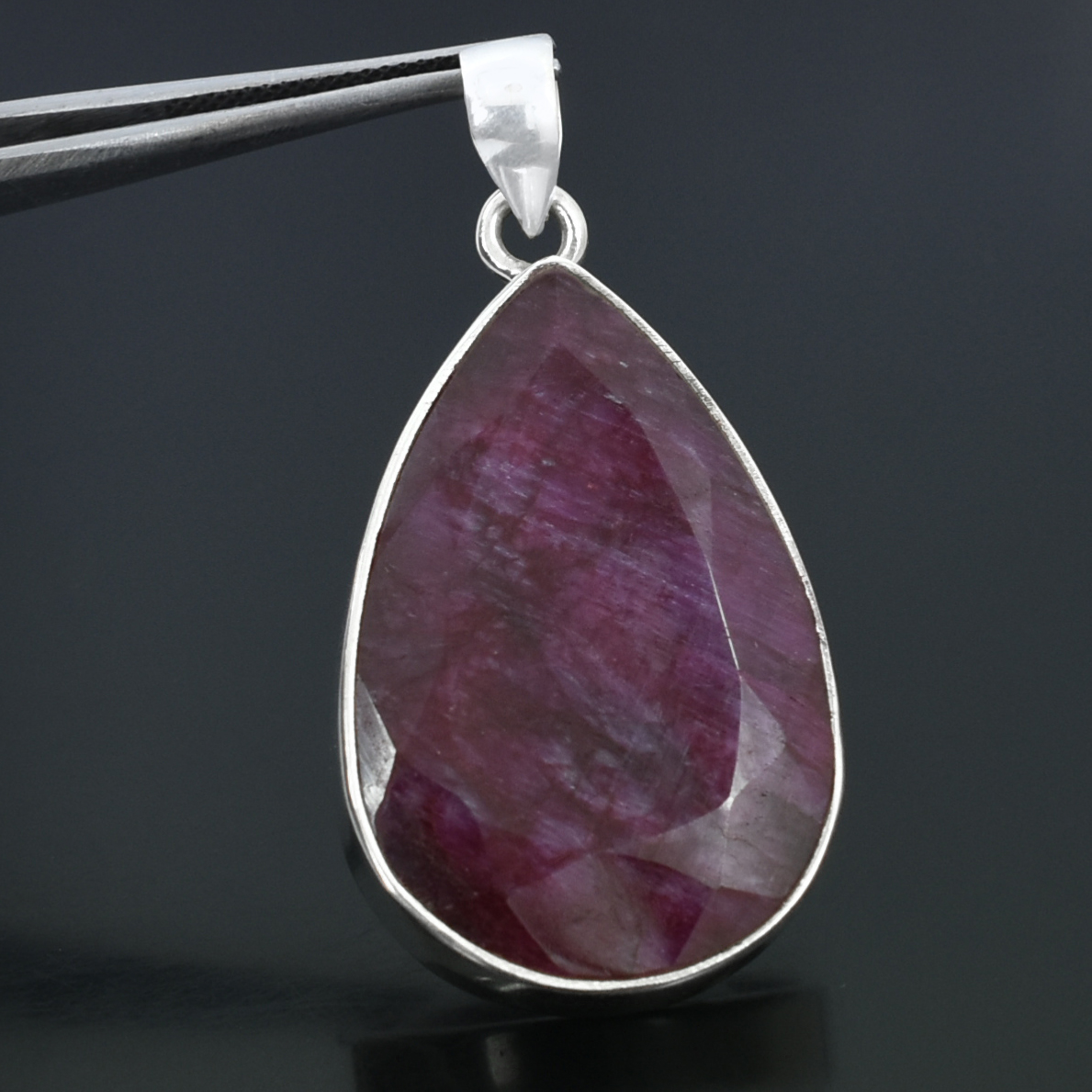 Ruby & Emerald Pendants – 925 Sterling Silver & Gold Plated – 35 x 22 mm, 16.5g –Pendant 14.5x12.5mm - Image 2