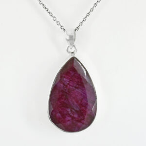 Ruby & Emerald Pendants – 925 Sterling Silver & Gold Plated – 35 x 22 mm, 16.5g –Pendant 14.5x12.5mm