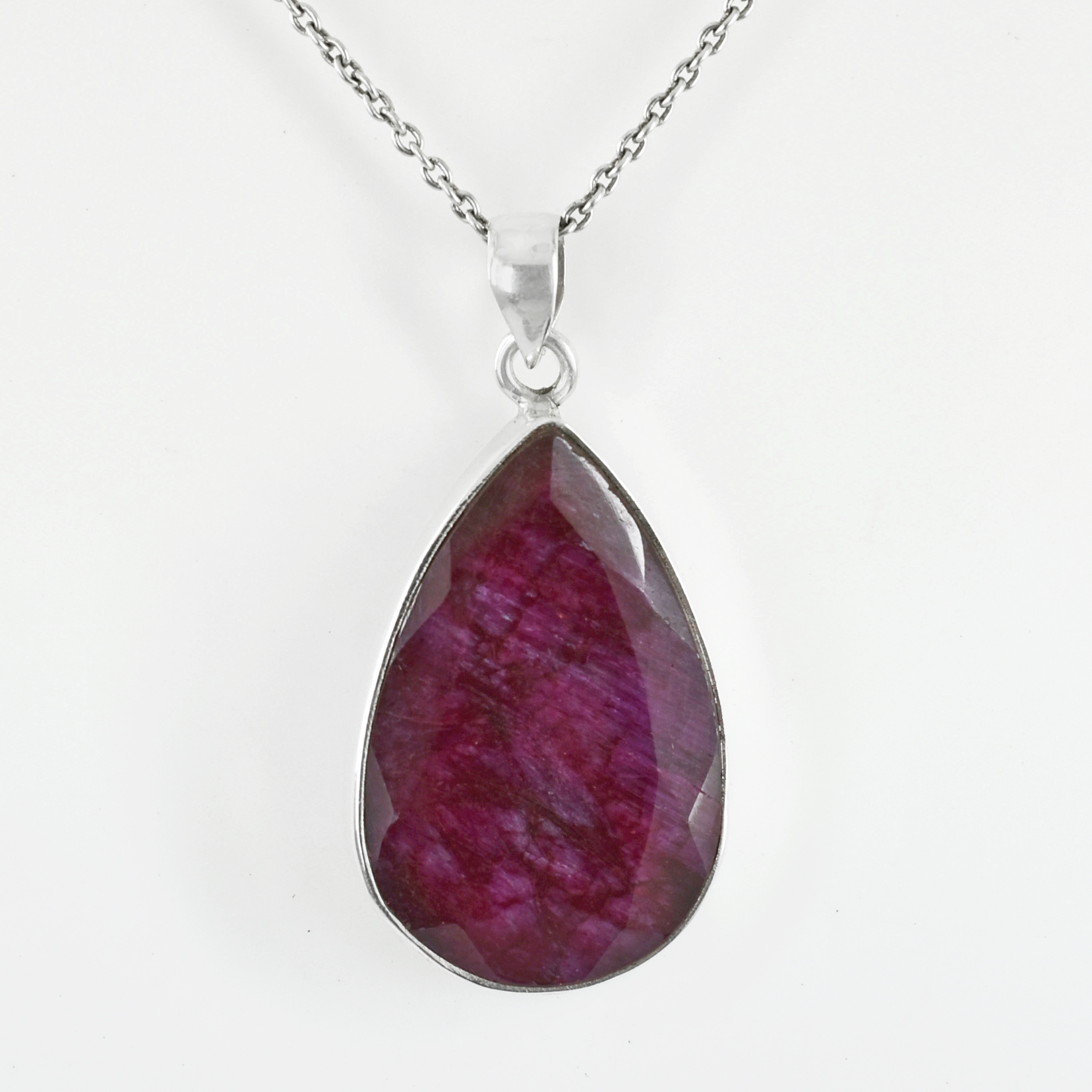 Ruby & Emerald Pendants – 925 Sterling Silver & Gold Plated – 35 x 22 mm, 16.5g –Pendant 14.5x12.5mm
