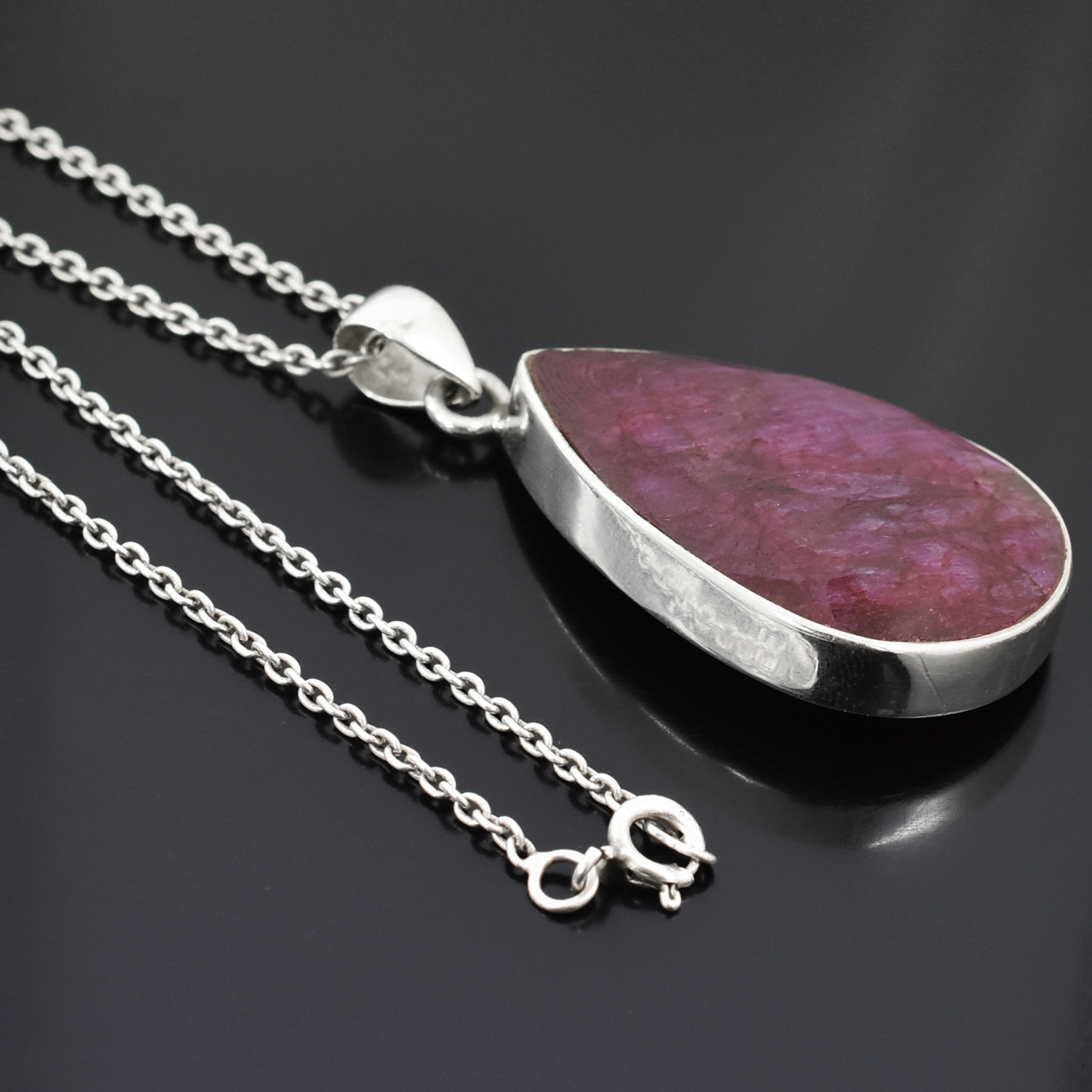 Ruby & Emerald Pendants – 925 Sterling Silver & Gold Plated – 35 x 22 mm, 16.5g –Pendant 14.5x12.5mm - Image 6