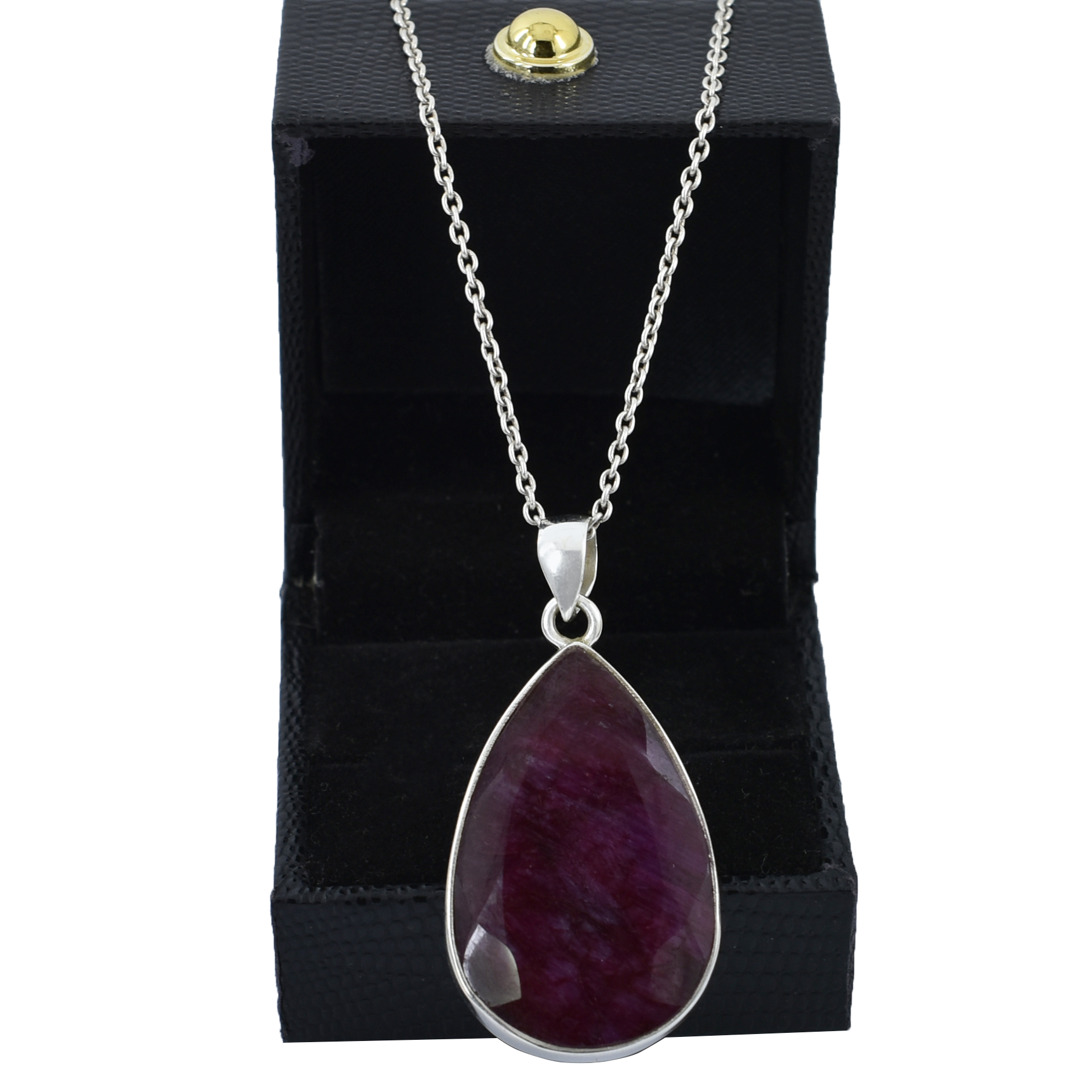 Ruby & Emerald Pendants – 925 Sterling Silver & Gold Plated – 35 x 22 mm, 16.5g –Pendant 14.5x12.5mm - Image 4