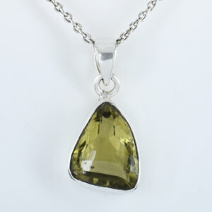 Citrine Mantra Pendant – Aum Brhaspataye Namah | Panchdhatu Metal | Jupiter (Guru) Yantra Pendant