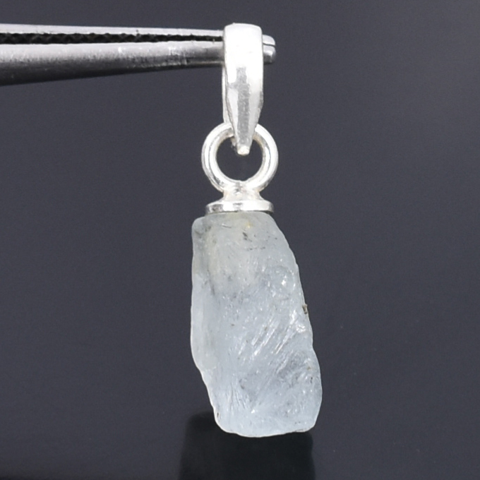 Aquamarine Pendant – Blue Gemstone – 15 x 6 mm – 2 Gram – 925 Sterling Silver – Healing - Image 7