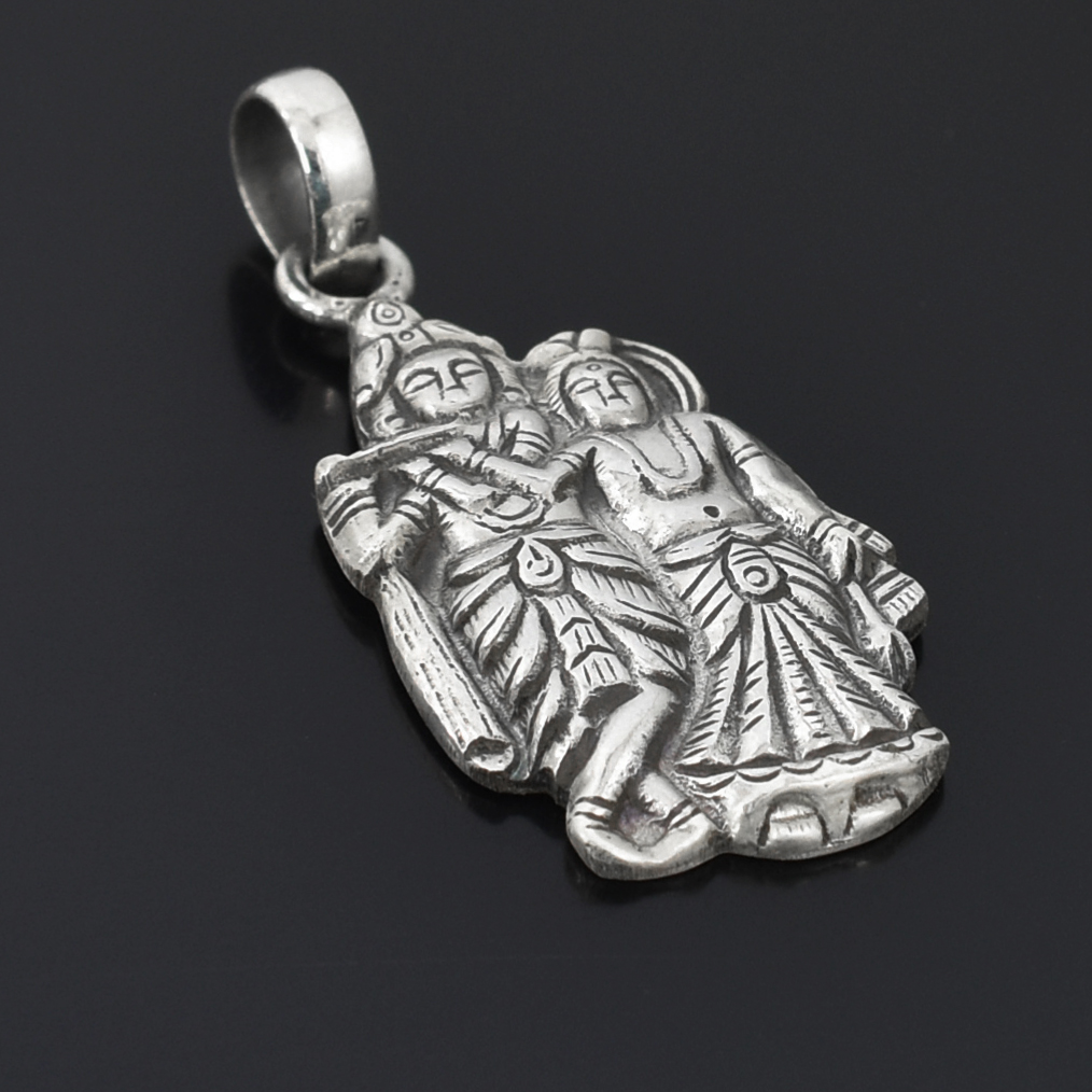925 Sterling Silver Radha Krishna Pendant - Image 2