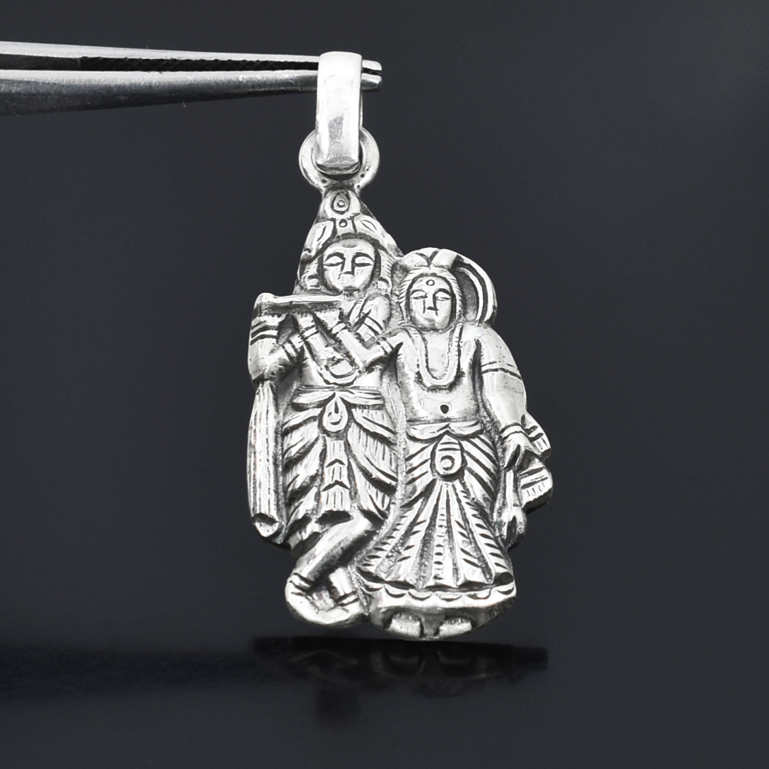 925 Sterling Silver Radha Krishna Pendant - Image 3