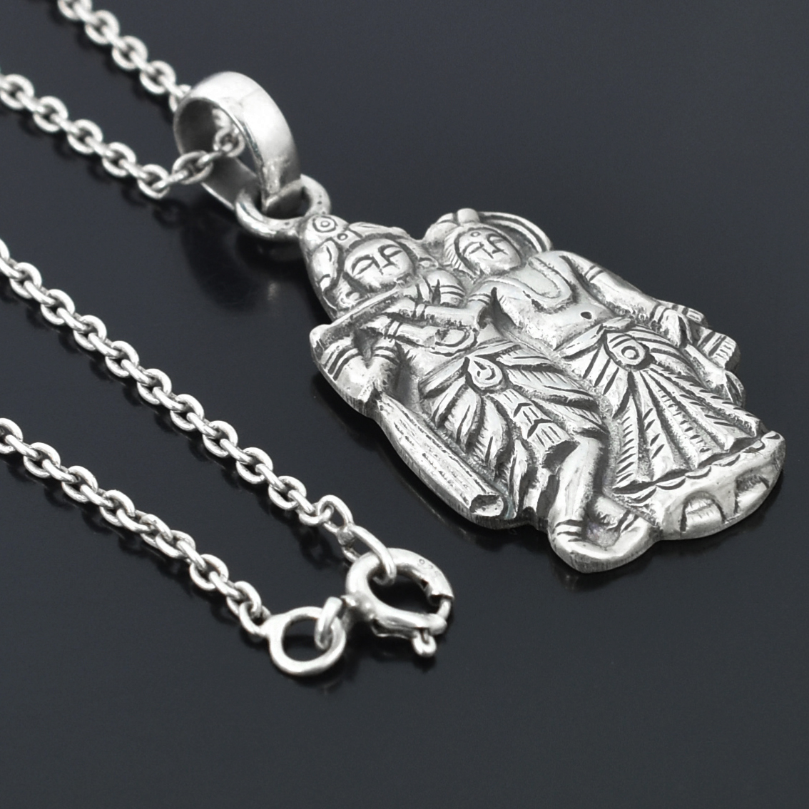925 Sterling Silver Radha Krishna Pendant - Image 6