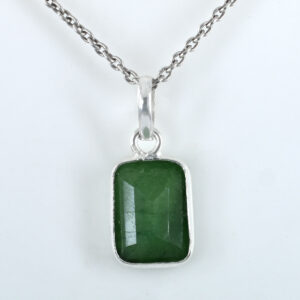Energized Emerald Gemstone Mantra Pendant For Mercury Planet- Certified Gemstone, Unisex