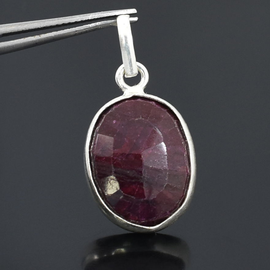 Ruby & Emerald Pendants – 925 Sterling Silver & Gold Plated – Oval Cut Ruby 18 x 14 x 6 mm, 23.60 ct Pendant 14.5x12.5mm - Image 5