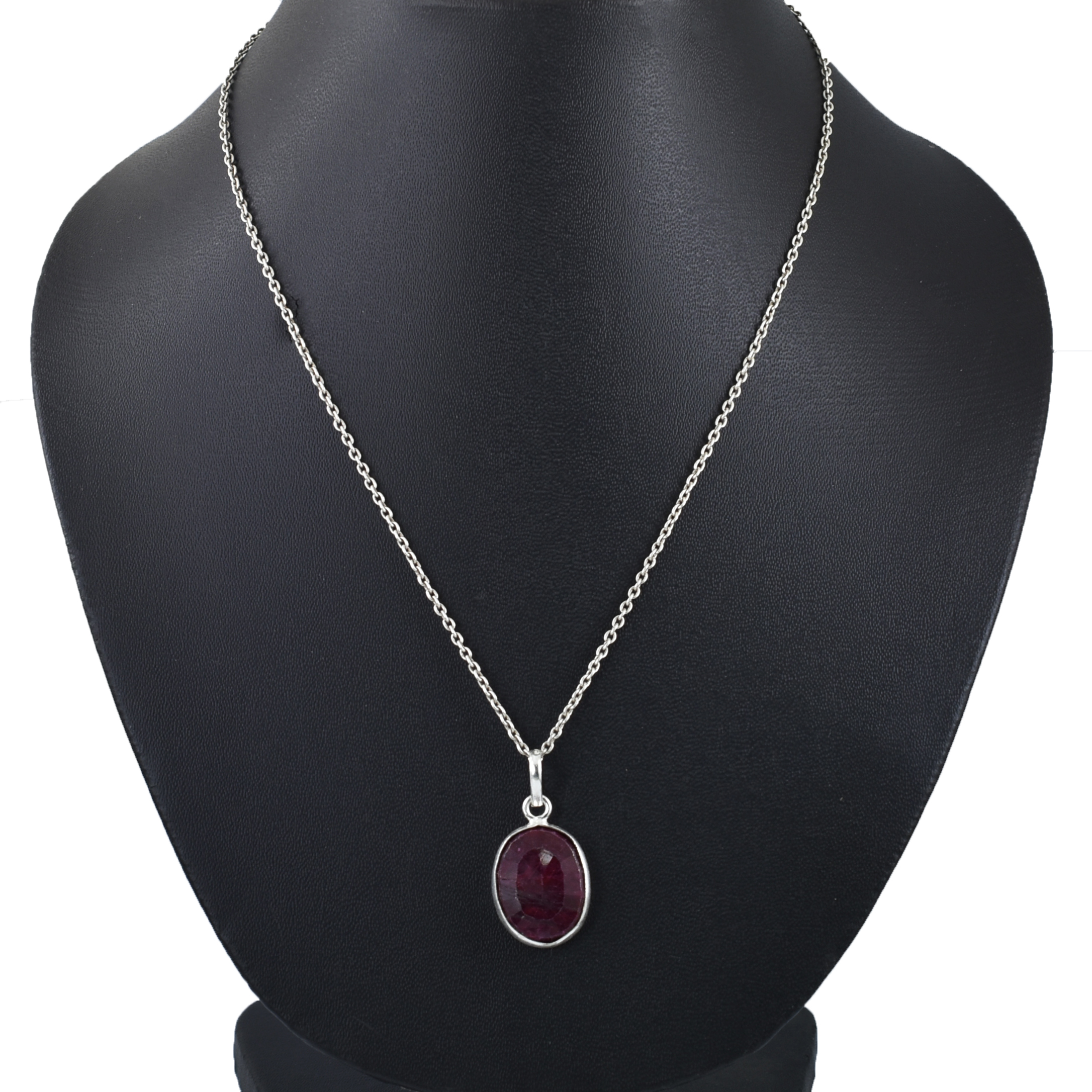 Ruby & Emerald Pendants – 925 Sterling Silver & Gold Plated – Oval Cut Ruby 18 x 14 x 6 mm, 23.60 ct Pendant 14.5x12.5mm - Image 7