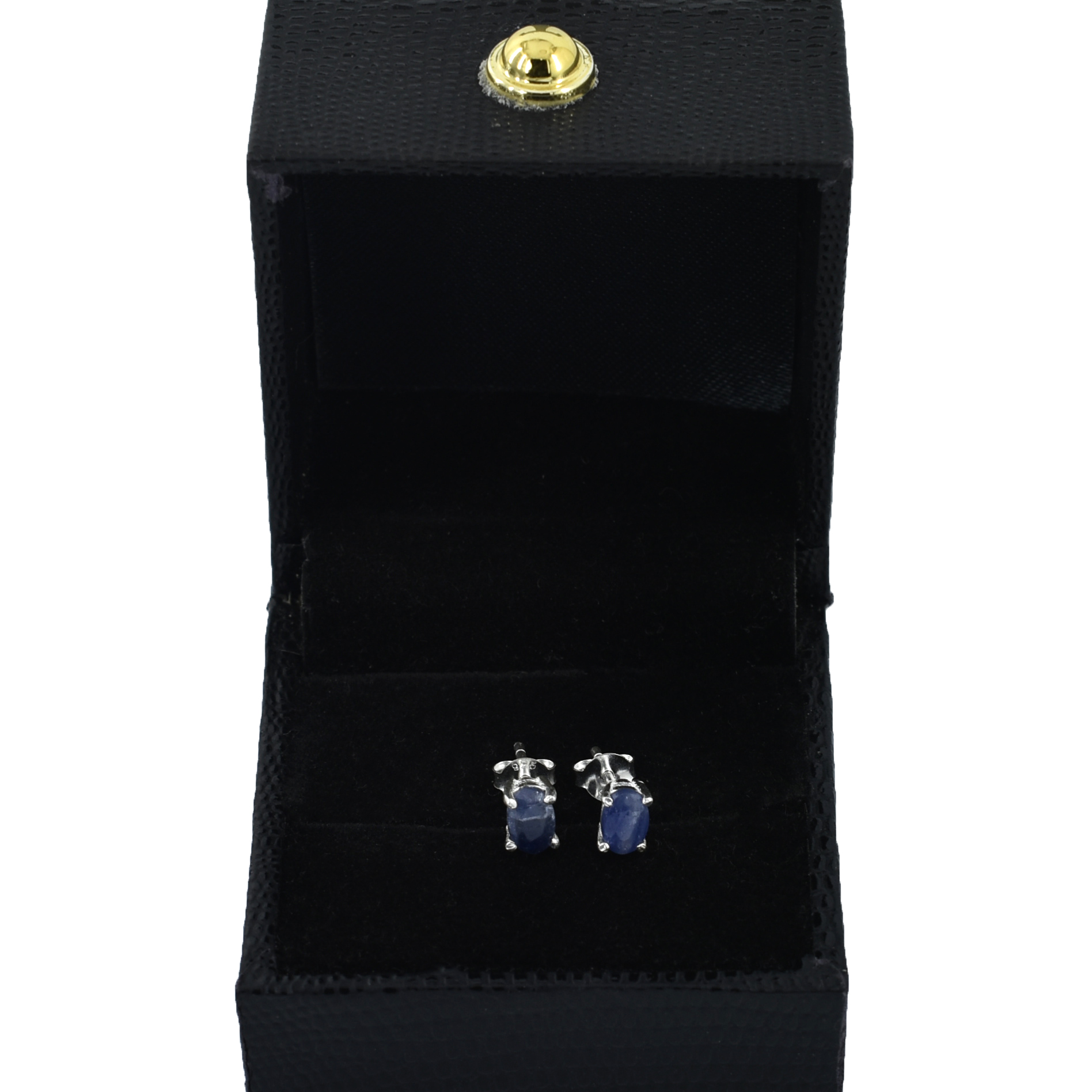 Blue Sapphire Gemstone Studs, Sterling Silver Push Back - Image 2