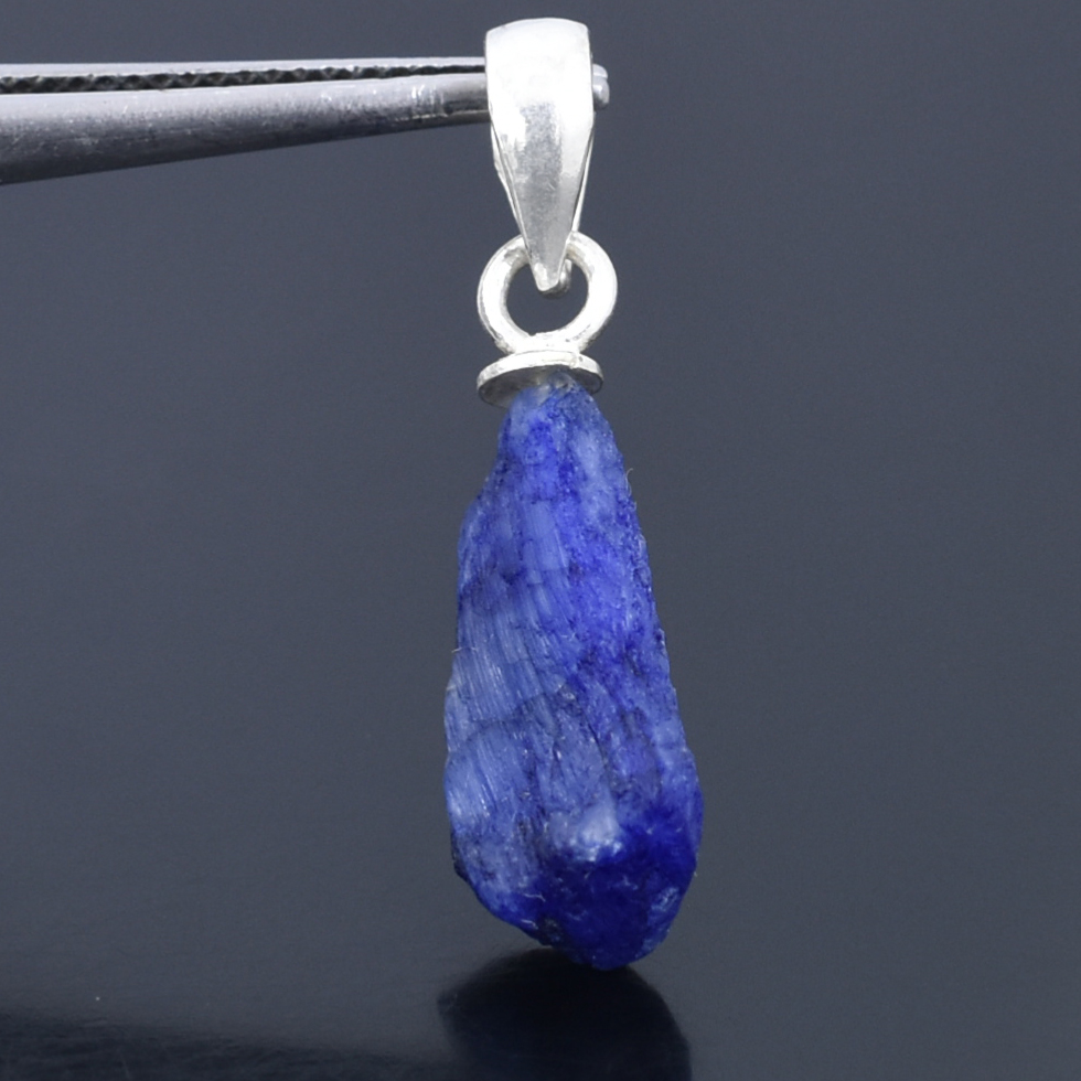 Natural Blue Sapphire Rough Pendant – 925 Sterling Silver – 18 x 6 mm – 8.85 Ct ,Unique rough Blue Sapphire Pendant , Gift For Wife , Love - Image 4