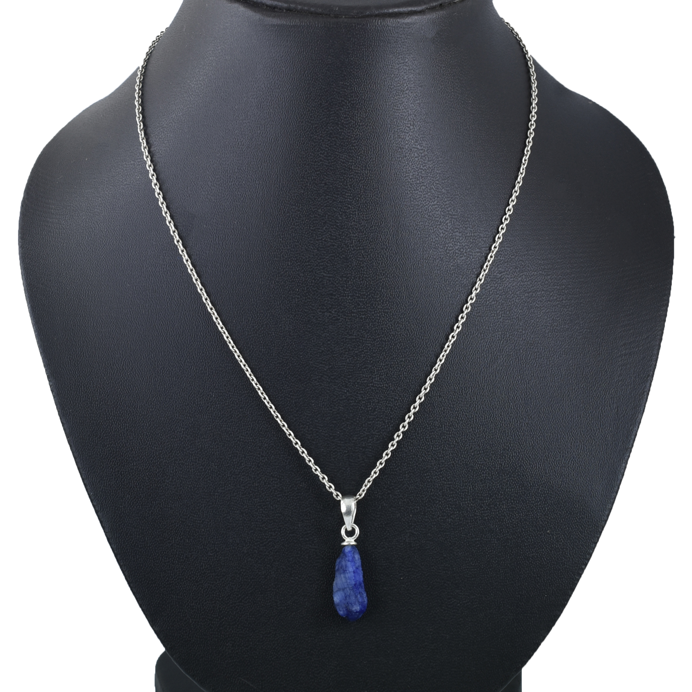 Natural Blue Sapphire Rough Pendant – 925 Sterling Silver – 18 x 6 mm – 8.85 Ct ,Unique rough Blue Sapphire Pendant , Gift For Wife , Love - Image 7