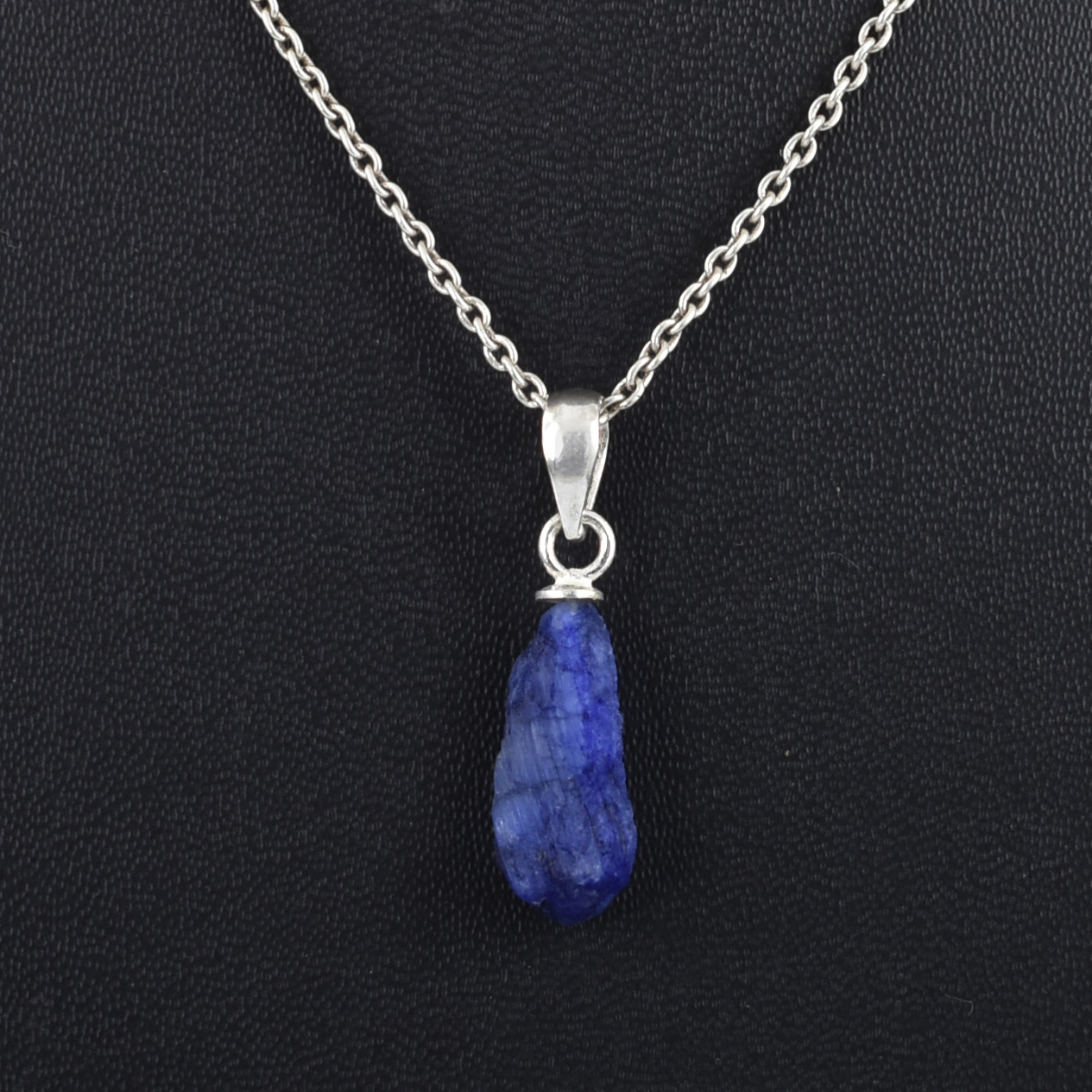 Natural Blue Sapphire Rough Pendant – 925 Sterling Silver – 18 x 6 mm – 8.85 Ct ,Unique rough Blue Sapphire Pendant , Gift For Wife , Love - Image 8