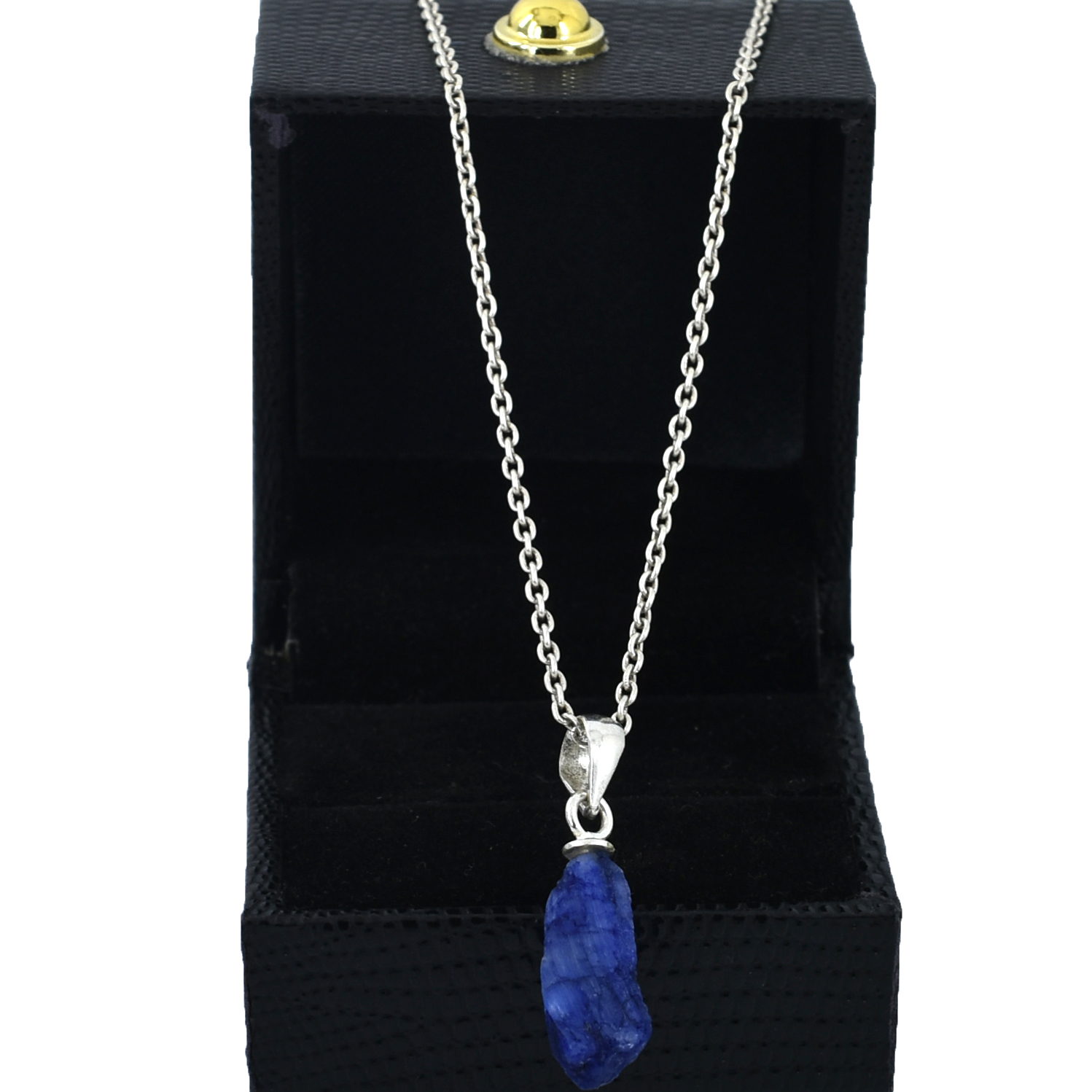 Natural Blue Sapphire Rough Pendant – 925 Sterling Silver – 18 x 6 mm – 8.85 Ct ,Unique rough Blue Sapphire Pendant , Gift For Wife , Love - Image 2