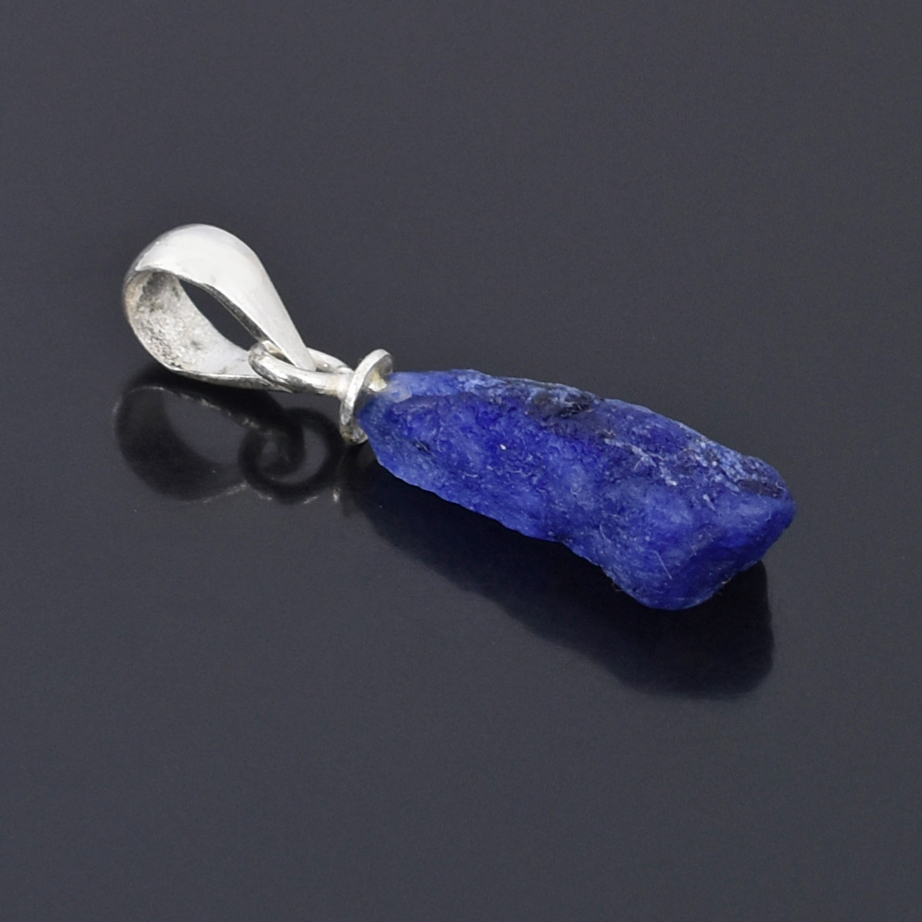 Natural Blue Sapphire Rough Pendant – 925 Sterling Silver – 18 x 6 mm – 8.85 Ct ,Unique rough Blue Sapphire Pendant , Gift For Wife , Love - Image 3