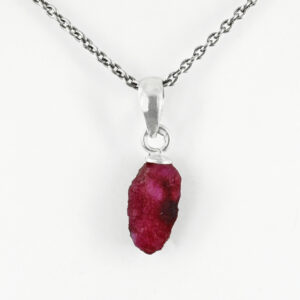 Ruby Rough Cut Pendant ,13 X 6 mm, 925 Sterling Silver 8.10 Gemstone Pendant