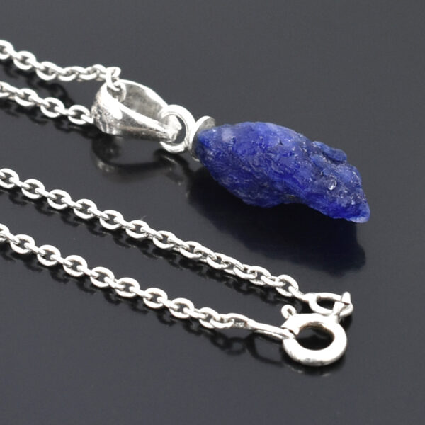 Natural Blue Sapphire Rough Pendant – 925 Sterling Silver – 18 x 6 mm – 8.70 Ct ,Unique rough Blue Sapphire Pendant , Gift For Wife , Love - Image 5