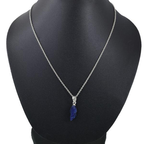 Natural Blue Sapphire Rough Pendant – 925 Sterling Silver – 18 x 6 mm – 8.70 Ct ,Unique rough Blue Sapphire Pendant , Gift For Wife , Love - Image 4