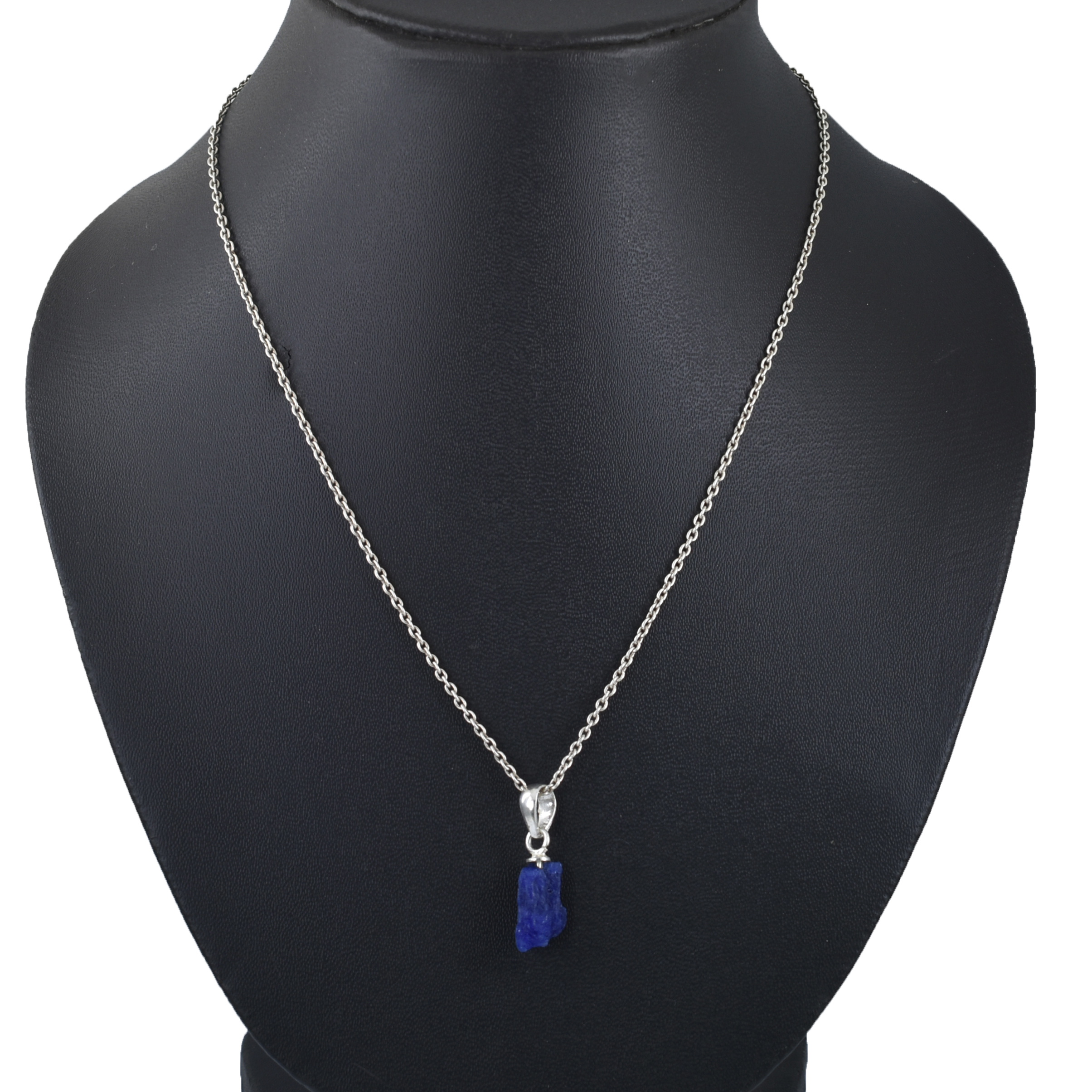 Blue Sapphire Rough Pendant – 925 Sterling Silver – 16 x 5.5mm – 8.60 Ct - Image 3