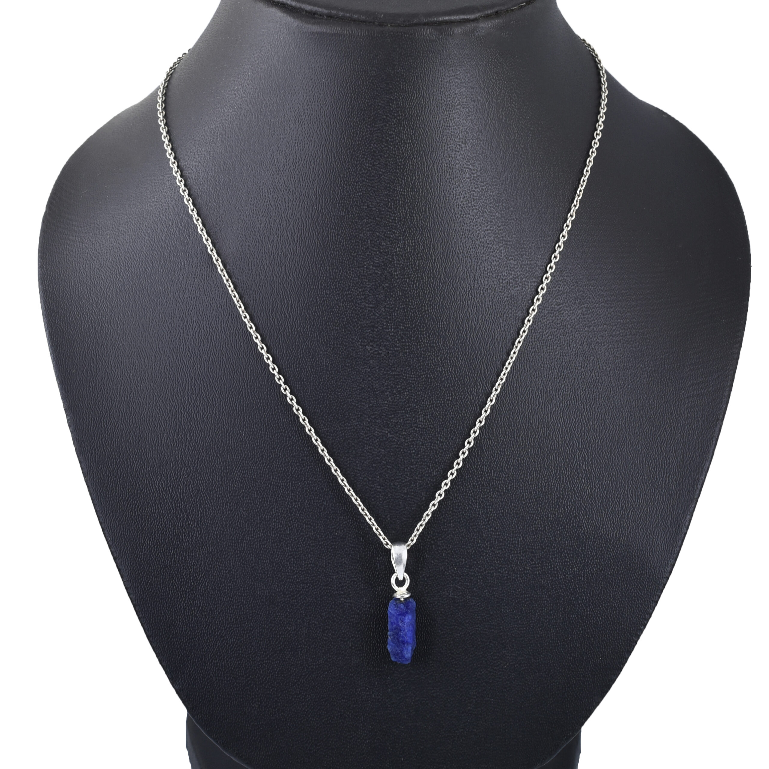 Blue Sapphire Rough Pendant – 925 Sterling Silver – 15 x 6 mm – 8.80 Ct , - Image 5