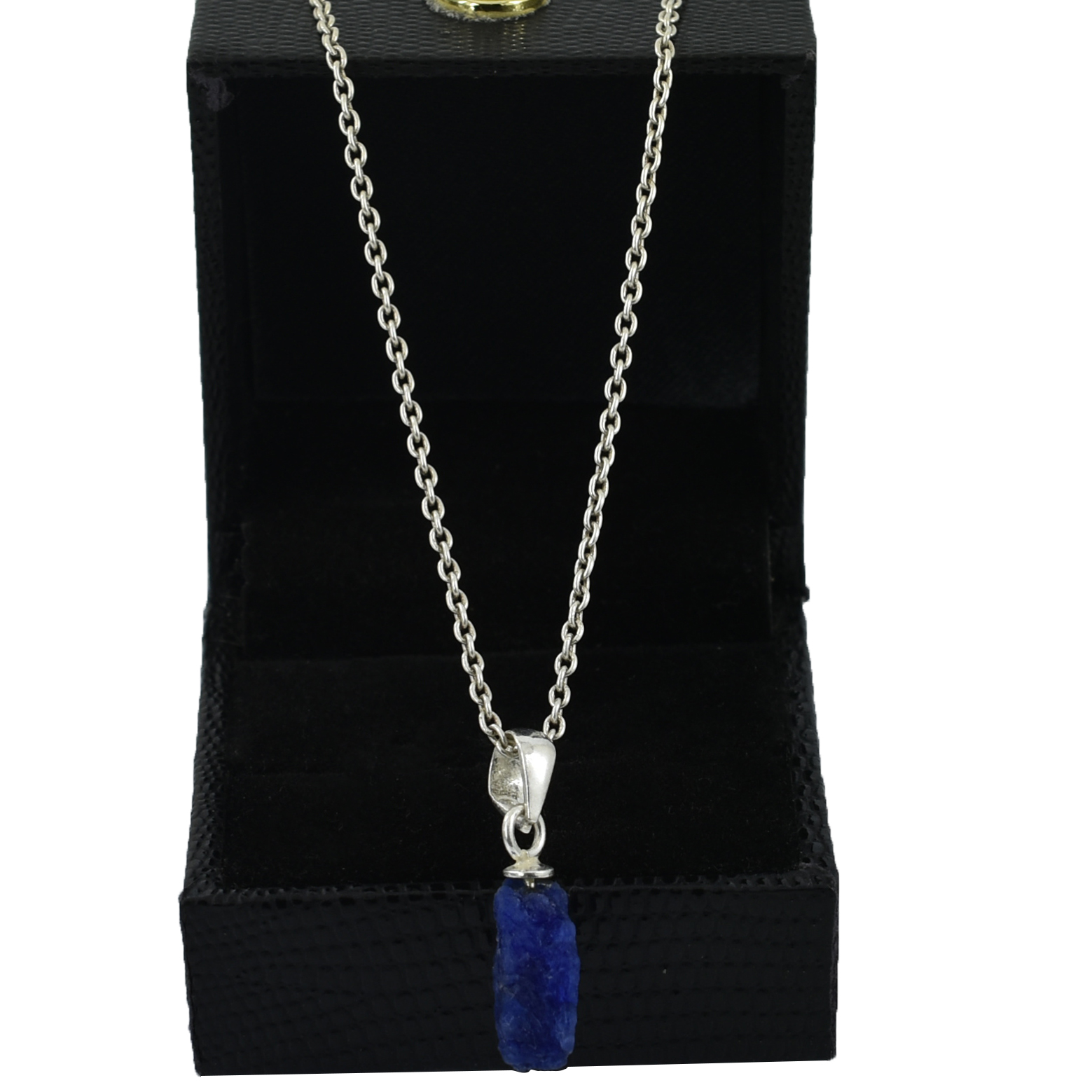 Blue Sapphire Rough Pendant – 925 Sterling Silver – 15 x 6 mm – 8.80 Ct , - Image 3